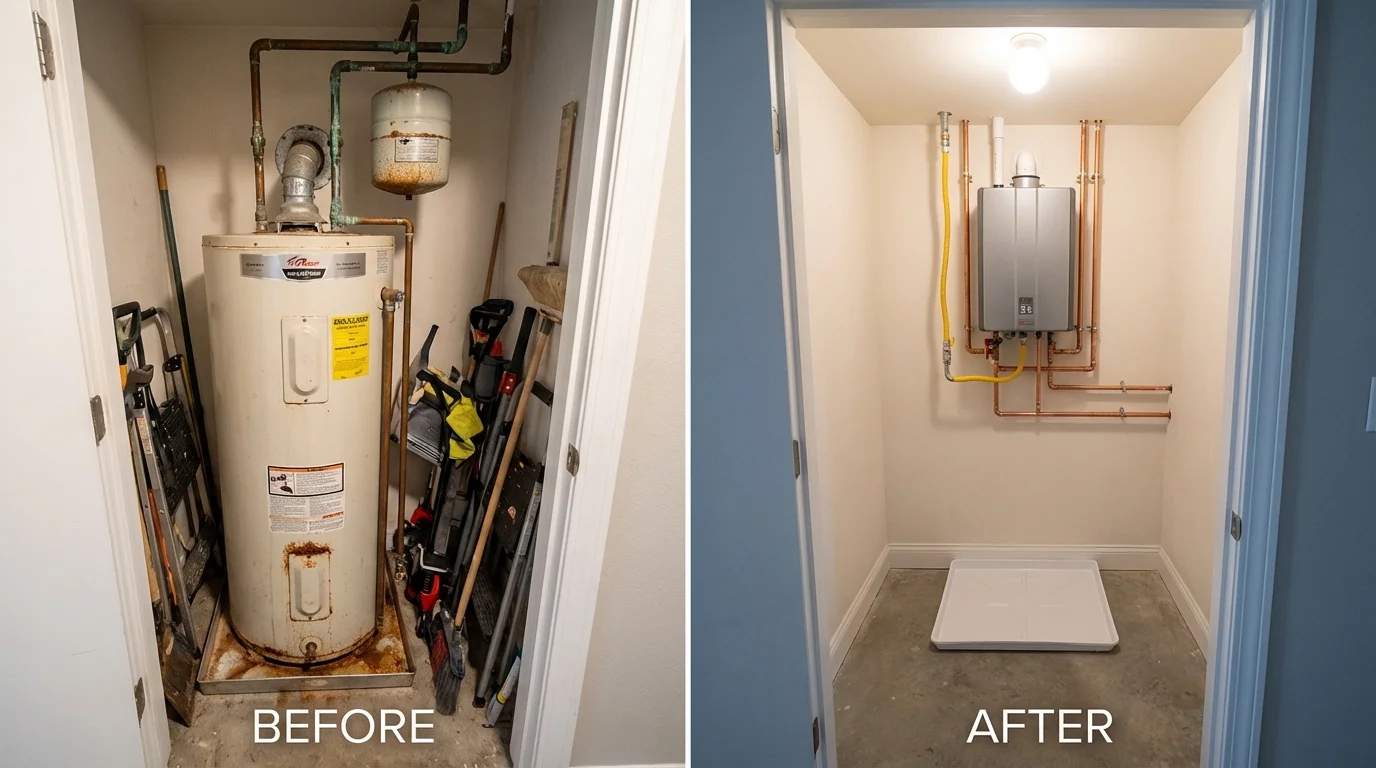 Tank water heater versus wall-mounted tankless unit comparison for Shelby, MT homeowners