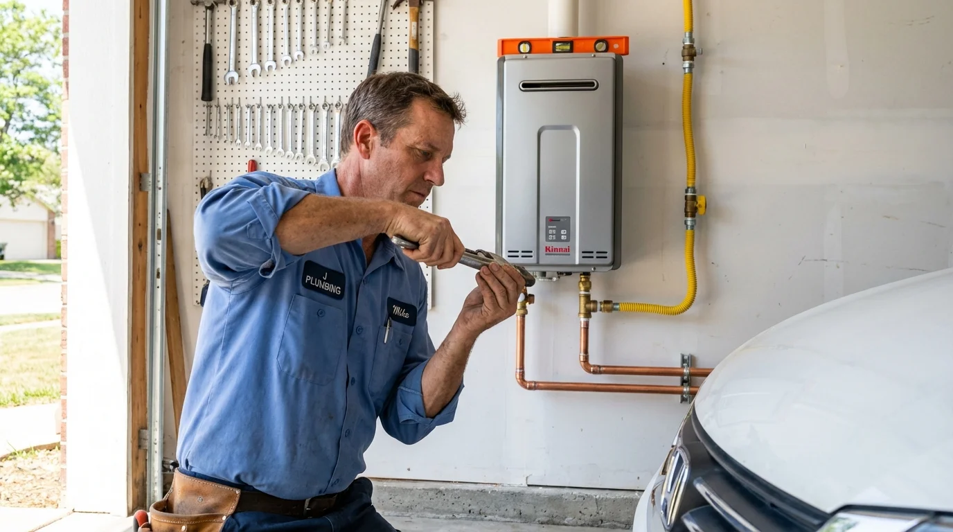 Tankless water heater installation by a Johns Plumbing LLC plumber in Shelby